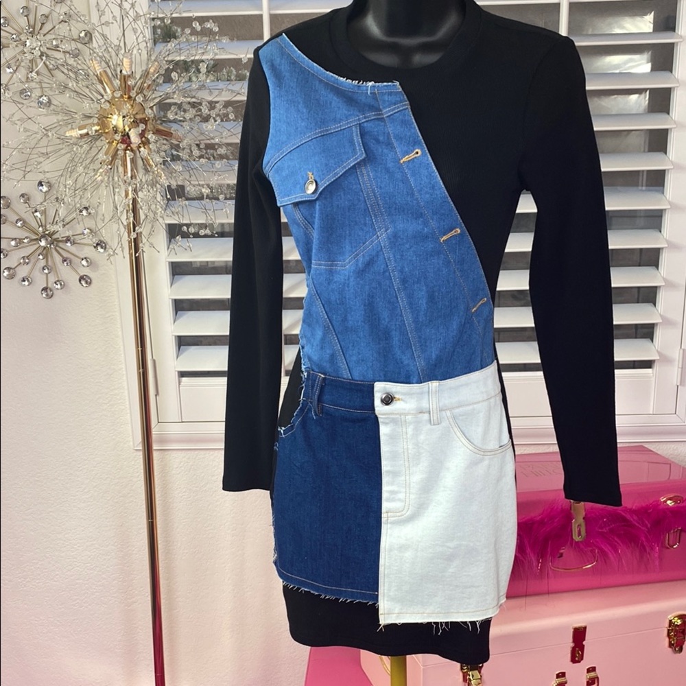Stylish Denim Patchwork Dress